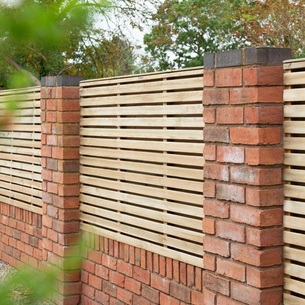 Direct - Pressure Treated Contemporary Double Slatted Fence Panel 1.8m x 1.2m - Set of 5