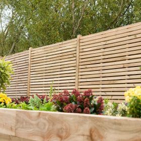 Direct - Pressure Treated Contemporary Double Slatted Fence Panel 1.8m x 1.8m - Set of 5