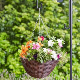Chestnut Faux Rattan Hanging Basket 14 Inches