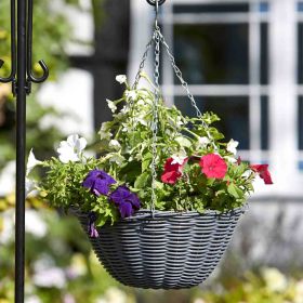 Slate Faux Rattan Hanging Basket 14 Inches