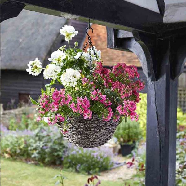 Tawny Faux Rattan Hanging Basket 14 Inches