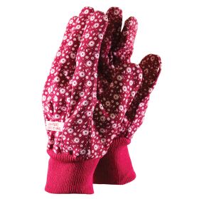 Cotton Grip Gloves - Red - Medium