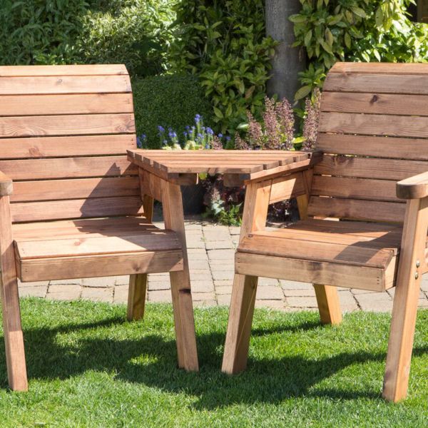 Charles Taylor - Wooden Twin Seat Set - Angled - Garden Furniture