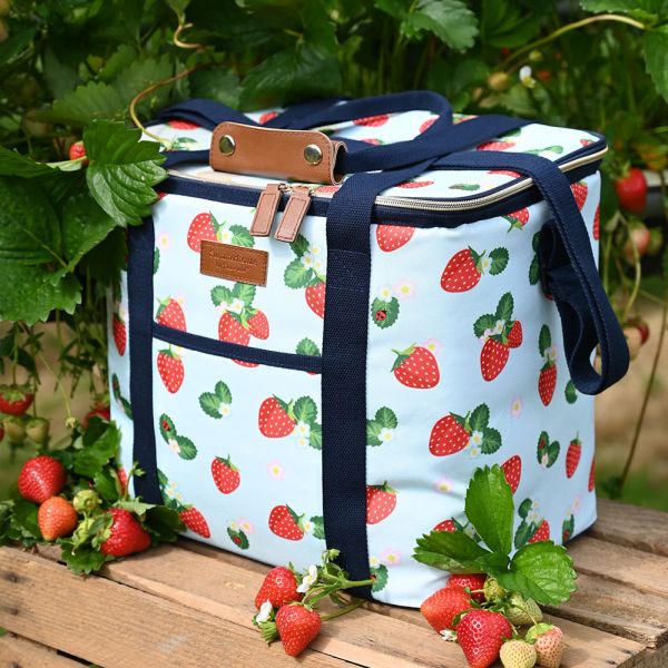 Strawberries & Cream - Large Family Insulated Cool Bag - Aqua 20 Litre
