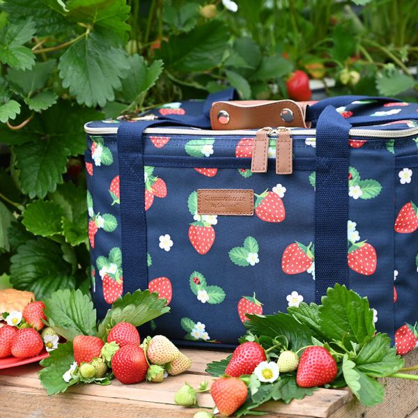 Strawberries & Cream - Family Insulated Cool Bag - Navy 18 Litre