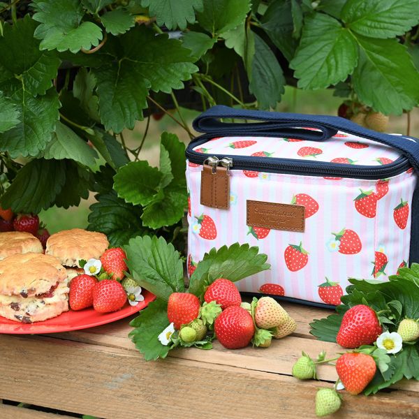Strawberries & Cream - Personal Cool Bag - Pink Stripe 4 Litre