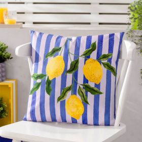 Lemons - Blue - Outdoor Cushion
